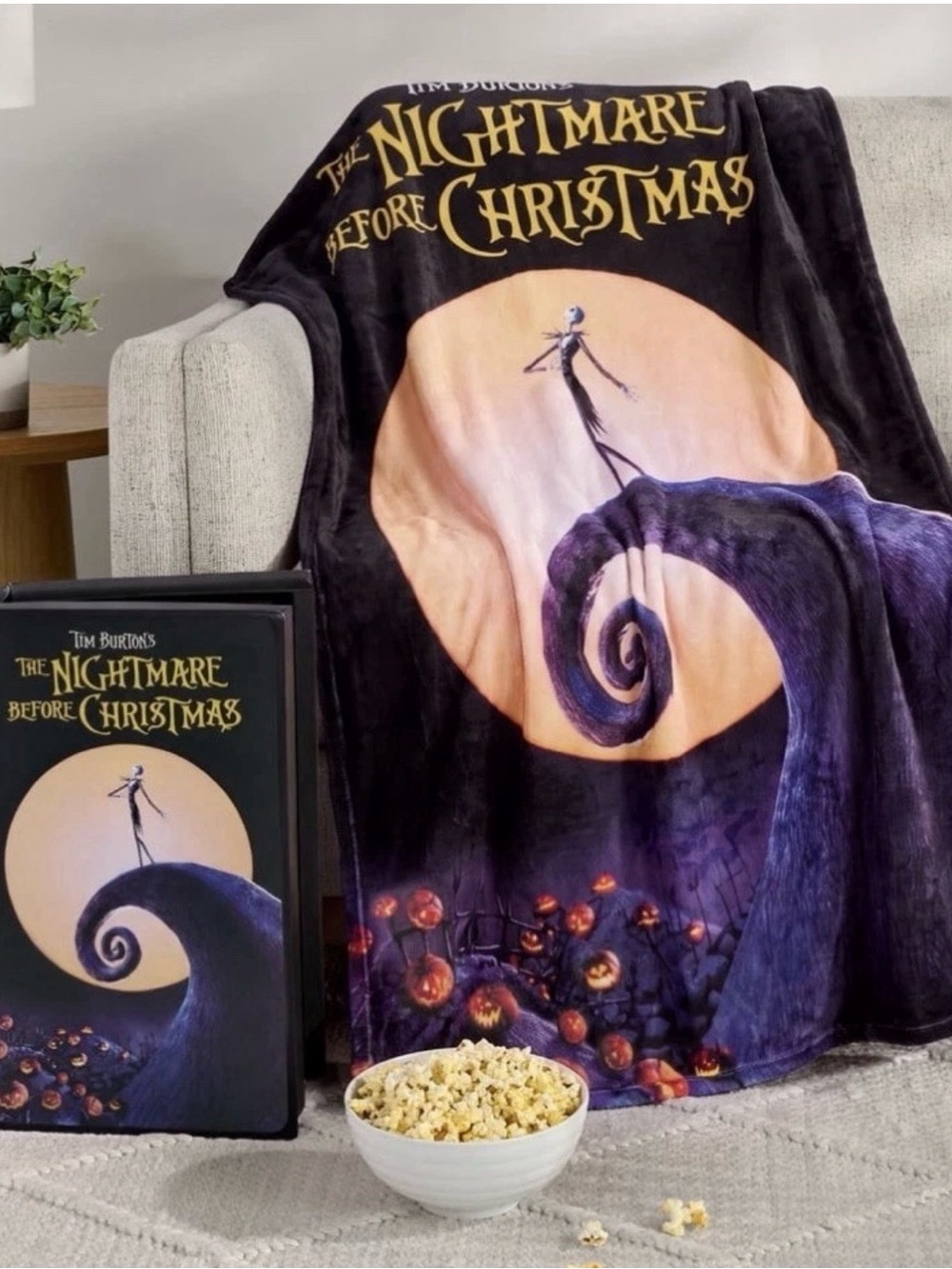 Disney Classic VHS Boxed Throw Blanket Nightmare Before Christmas Halloween Rare